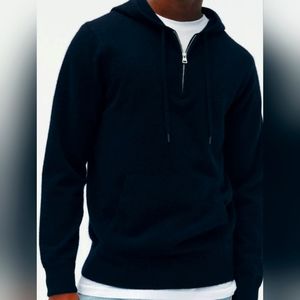 NEW w Tags NAADAM Mongolian Cashmere 1/4 Zip Hoodie XXL in Navy & Unisex Fit...